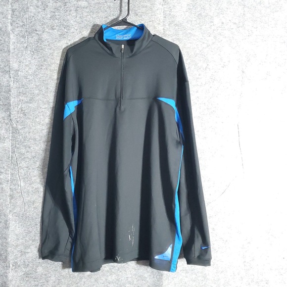 Nike Other - Nike Golf Dri-FIT 1/4 Zip Pullover Mens XL Black Blue Long Sleeve Athletic Shirt
